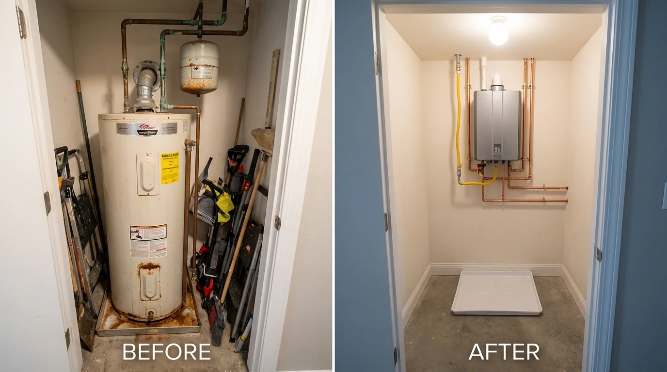 Tank water heater versus wall-mounted tankless unit comparison for Swanton, OH homeowners